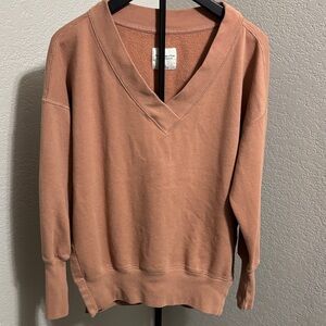 Abercrombie & Fitch Soft V-Neck Sweater in Warm Tan